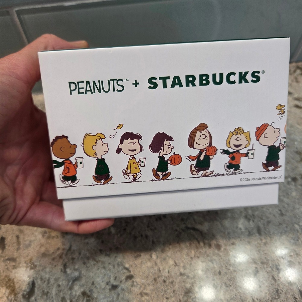 NIB Starbucks Peanuts Snoopy Great Pumpkin Ceramic Mug 14oz White Fall 2024 New - Picture 2 of 6